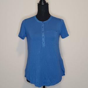 NWT NYDJ Los Angeles Blue button up Blouse, Size XXS
